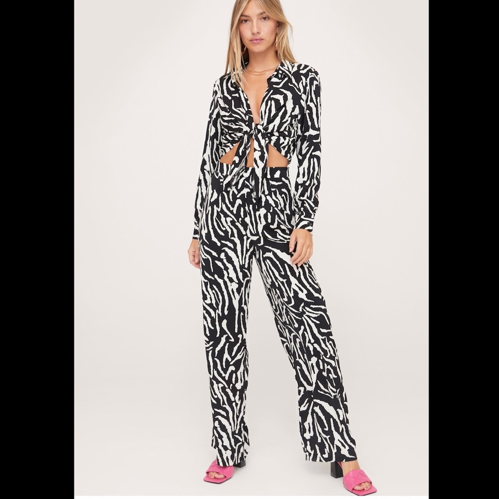 Nasty Gal Zebra Pants and Blouse Set